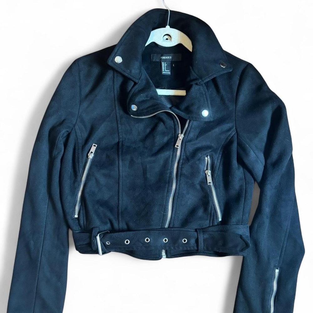 Black Suede Cropped lightweight Jacket